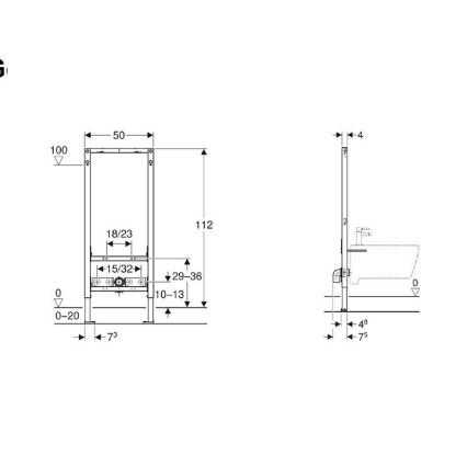 Geberit 111.534.00.2 - Vgradni modul Duofix za bide, 112 cm