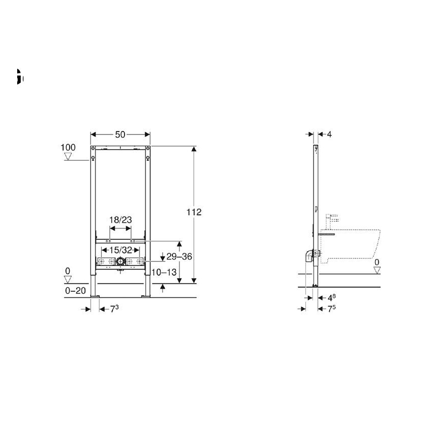 Geberit 111.534.00.2 - Vgradni modul Duofix za bide, 112 cm