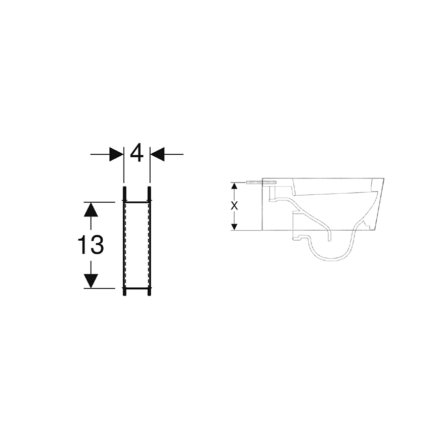 Geberit 111.847.00.1 - Komplet nosilnih opor za WC školjko z majhno oporno površino Duofix, 2 kosi