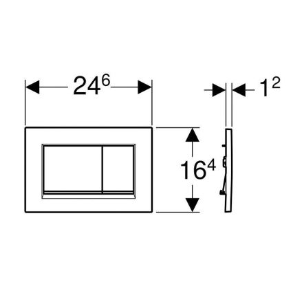 Geberit 115.883.JQ.1 - Splakovalna tipka Sigma30 24,6x16,4 cm matni krom/sijajni krom