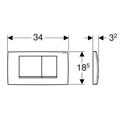 Geberit 115.899.KH.1 - Tipka za splakovanje Twinline30 34x18,5 cm sijajni krom/matni krom