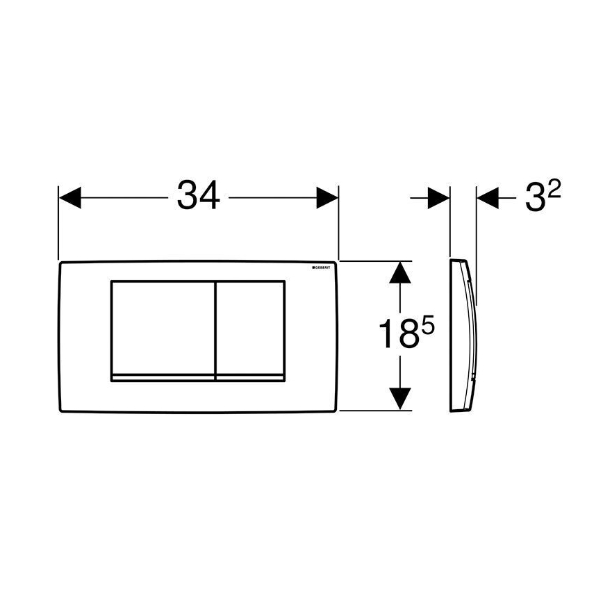Geberit 115.899.KJ.1 - Tipka za splakovanje Twinline30 34x18,5 cm biela/sijajni chrom