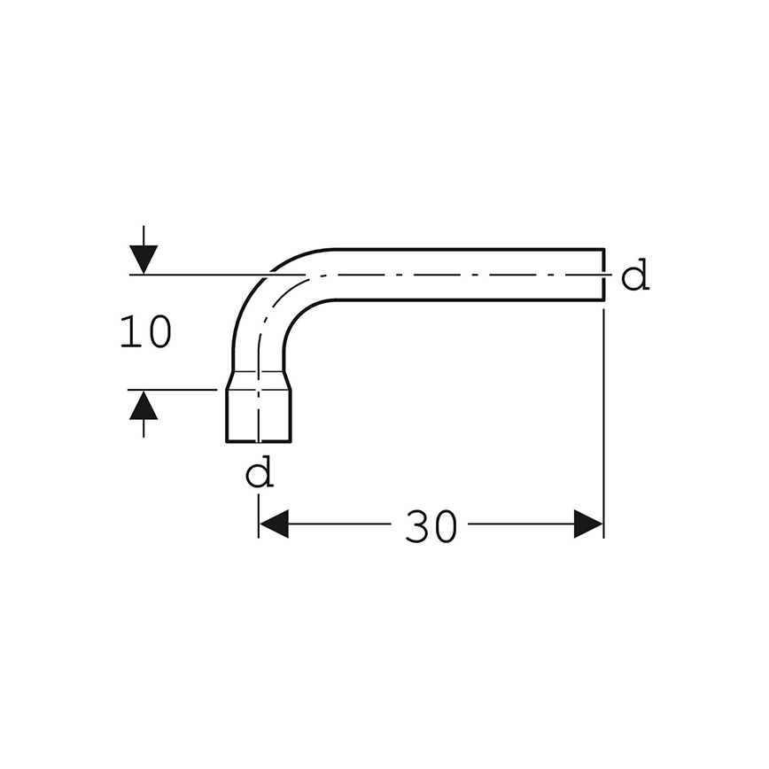 Geberit 118.011.11.1 - Podaljšano splakovalno koleno 90° alpsko belo