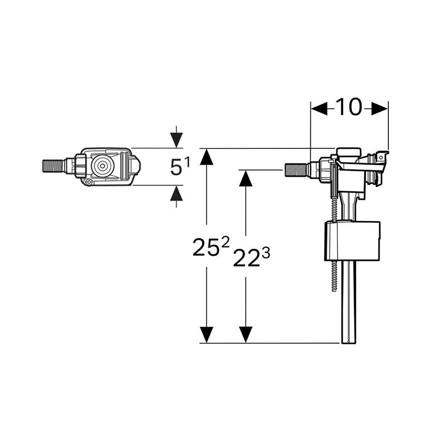 Geberit 136.702.00.3 - Polnilni ventil za splakovalne cisterne na omet Tip 333
