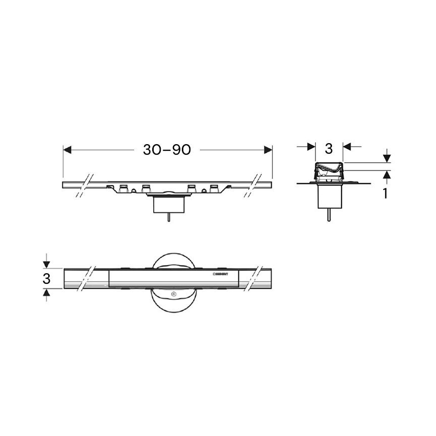 Geberit 154.446.QC.2 - Linijski odtok CleanLine 90x3 cm antracit