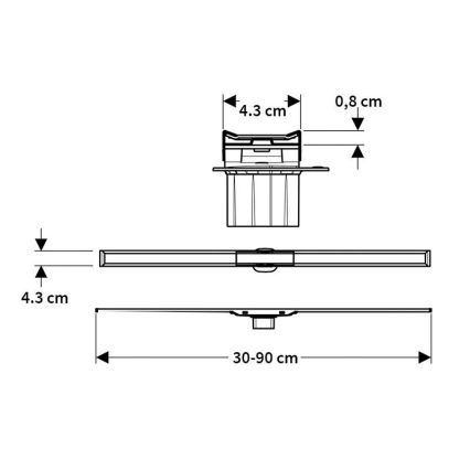 Geberit 154.450.KS.1 - Odtočni žleb CleanLine 90x4,3 cm iz nerjavečega jekla