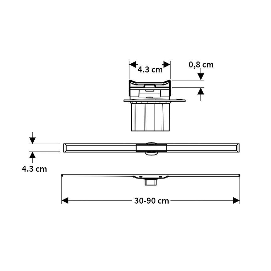Geberit 154.450.KS.1 - Odtočni žleb CleanLine 90x4,3 cm iz nerjavečega jekla