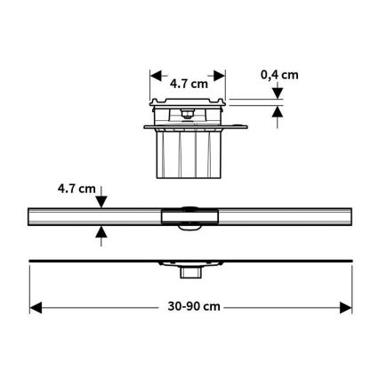 Geberit 154.458.00.1 - Odtočni žleb CleanLine 90x4,7 cm, nerjaveče jeklo