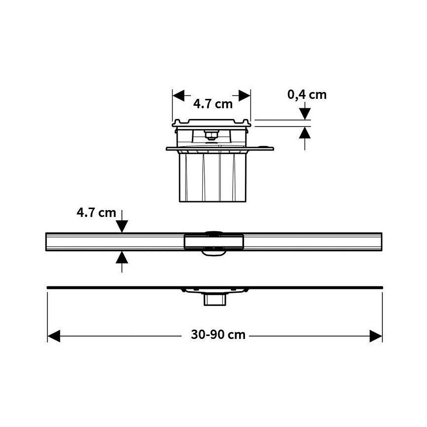 Geberit 154.458.00.1 - Odtočni žleb CleanLine 90x4,7 cm, nerjaveče jeklo