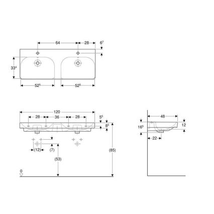 Geberit 500.223.01.1 - Viseči dvojni umivalnik Smyle Square 120x48 cm keramika/bela