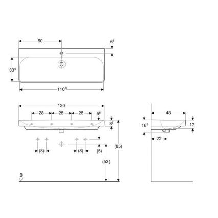 Geberit 500.226.01.1 - Viseči umivalnik Smyle Square 120x48 cm keramika/bela
