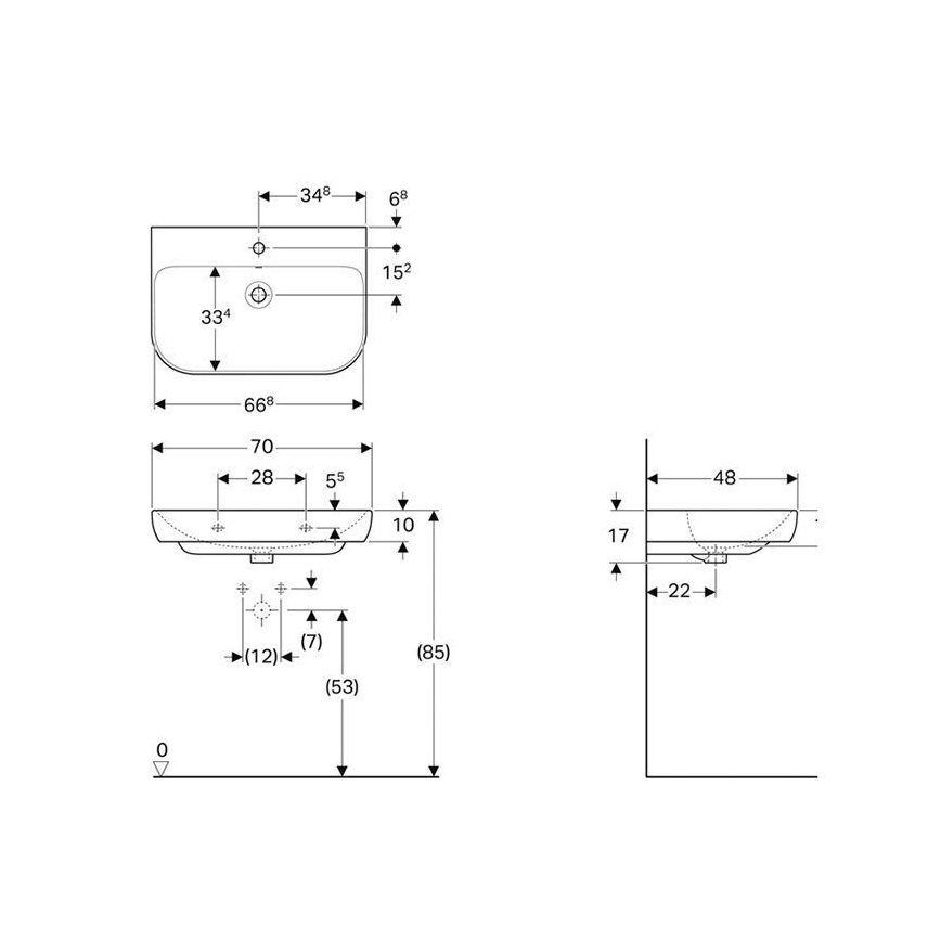 Geberit 500.248.01.1 - Viseči umivalnik Smyle 70x48 cm keramika/bela