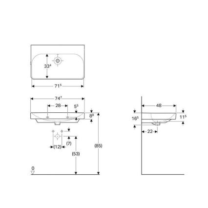 Geberit 500.249.00.2 - Viseči umivalnik Smyle Square 75x48 cm keramika/bela
