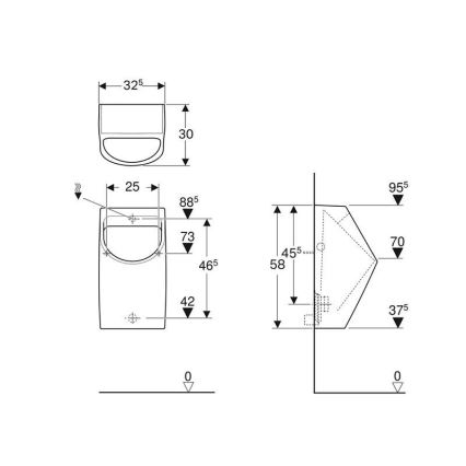 Geberit 500.254.01.1 - Pisoar Smyle, zadnji priklop, zadnji odtok, keramika/bela