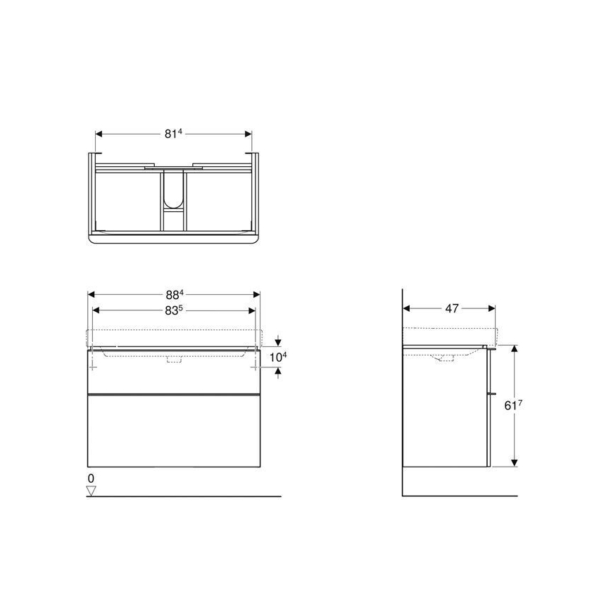 Geberit 500.354.00.1 - Kopalniška omarica pod umivalnikom Smyle Square 61,7x88,4 cm bela