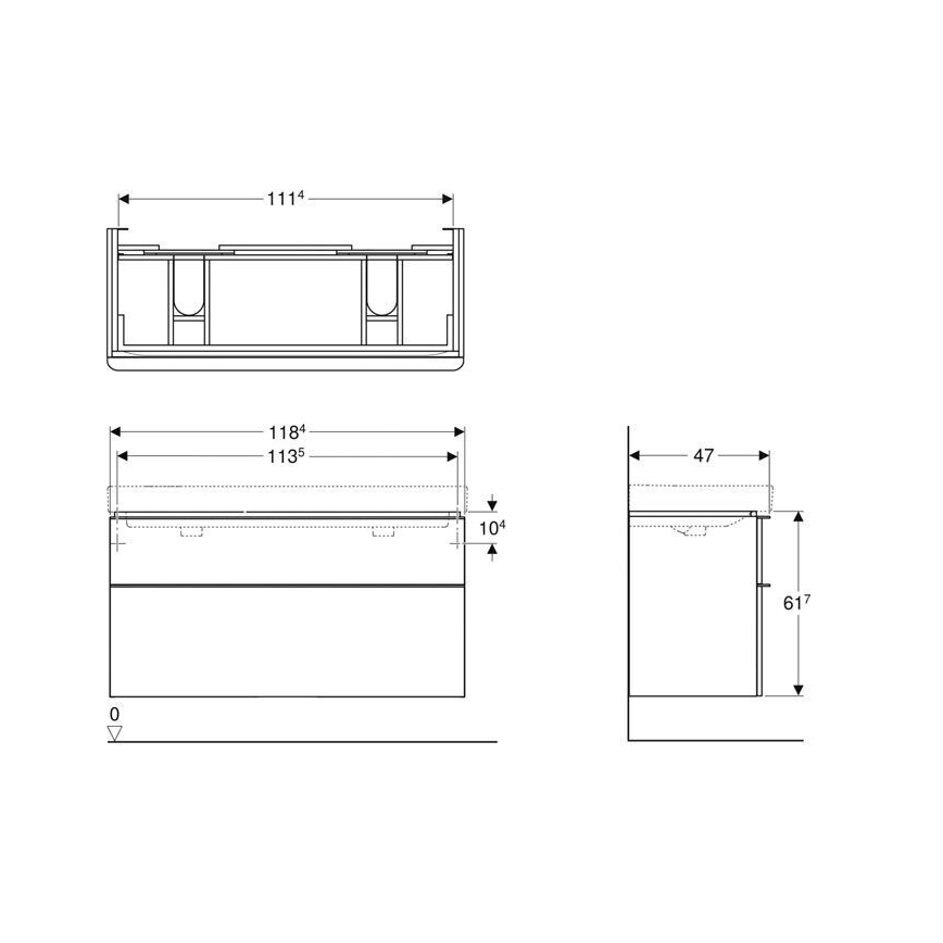 Geberit 500.356.00.1 - Kopalniška omarica za dvojni umivalnik Smyle Square 61,7x118,4 cm bela