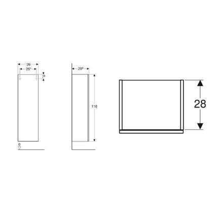 Geberit 500.361.JR.1 - Stenska kopalniška omarica Smyle Square 118x36 cm oreh