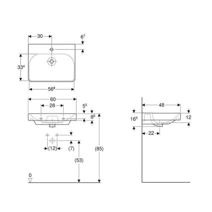 Geberit 501.732.00.1 - Stenski umivalnik Smyle Square 60x48 cm keramika/bela