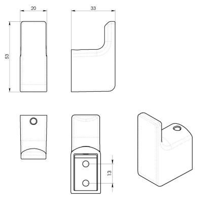 Gedy - komplet 2 stenskih kaveljev PIRENEI, matno zlato