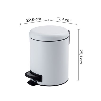 Gedy - Koš za smeti POTTY 3 l z mehkim zapiranjem, bel