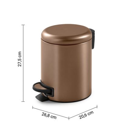 Gedy - Koš za smeti POTTY 5 l z mehkim zapiranjem v barvi brona