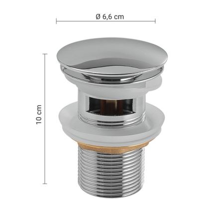 Gedy - odtok za umivalnik CLICK-CLACK, premer 6,6 cm, sijajni krom