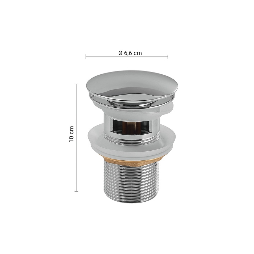 Gedy - odtok za umivalnik CLICK-CLACK, premer 6,6 cm, sijajni krom