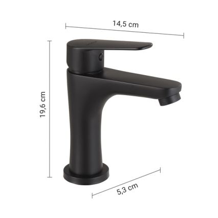 Gedy - Pipa za umivalnik COMO 19,6 cm mat črna