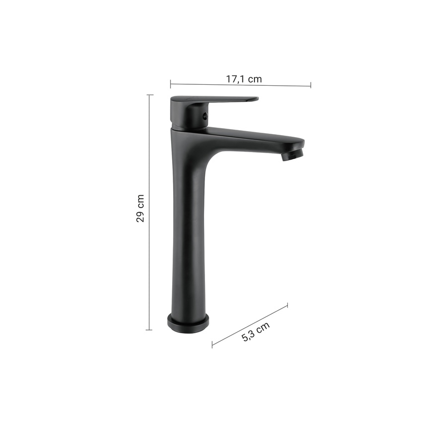 Gedy - Pipa za umivalnik COMO 29 cm mat črna