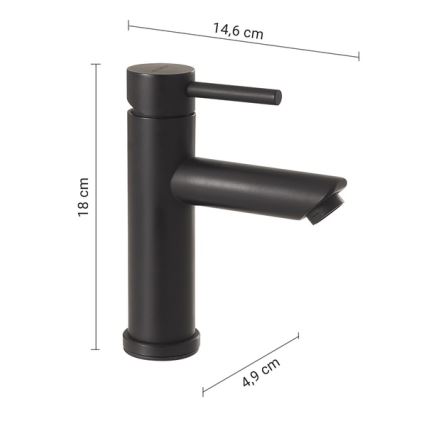 Gedy - Pipa za umivalnik GARDA 18 cm mat črna
