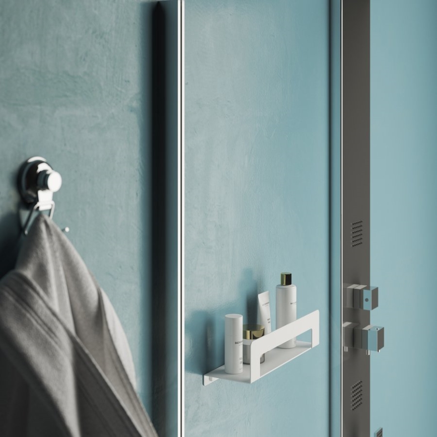 Gedy - Polica z držalom za brisače CLEO 30 cm matna bela