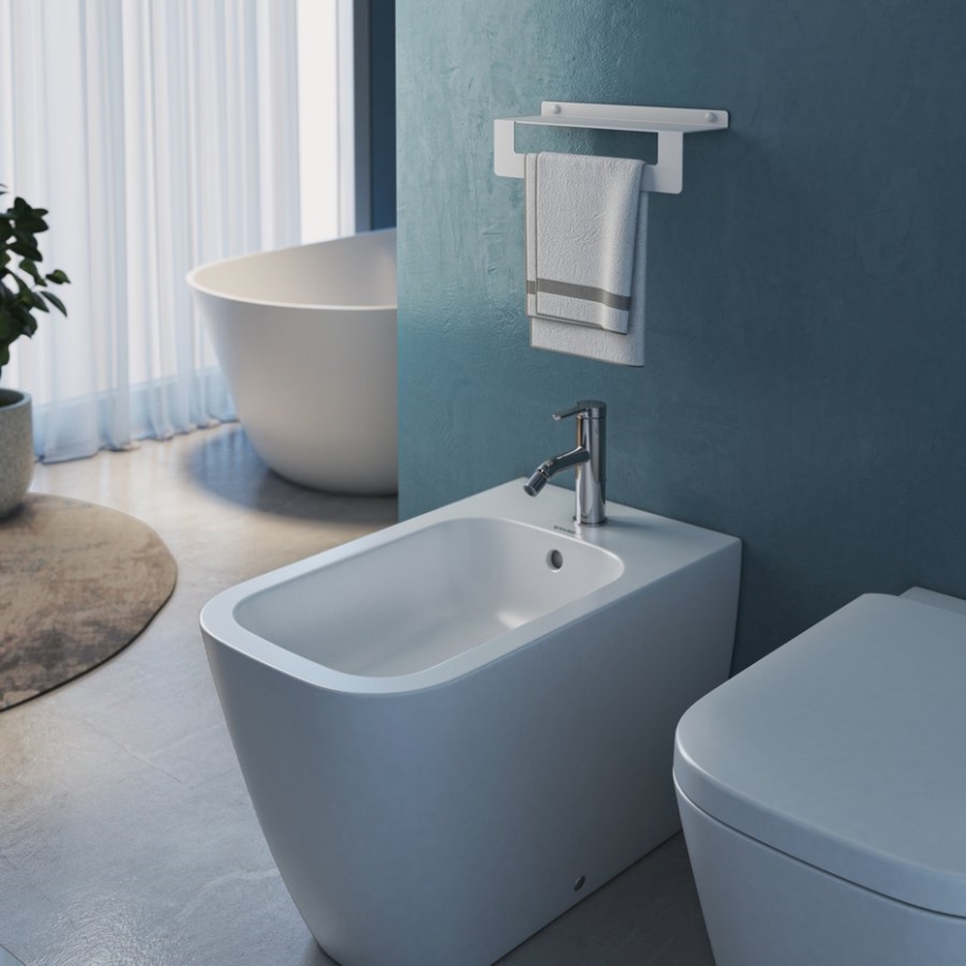 Gedy - Polica z držalom za brisače CLEO 30 cm matna bela