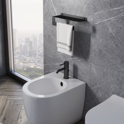 Gedy - Polica z držalom za brisače CLEO 50 cm mat črna