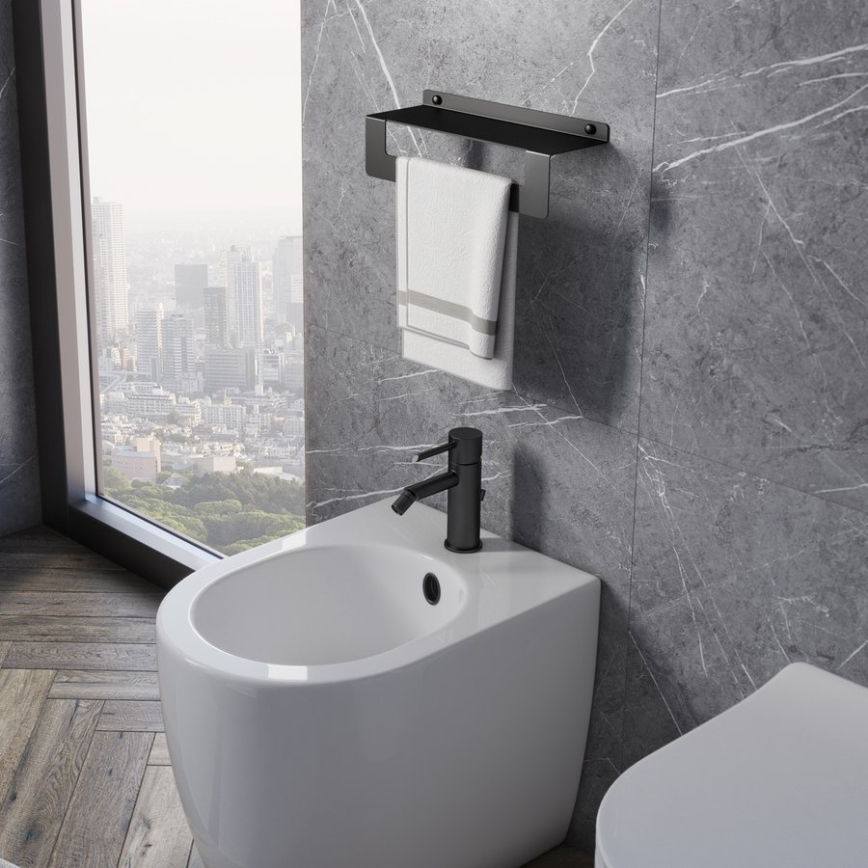 Gedy - Polica z držalom za brisače CLEO 50 cm mat črna