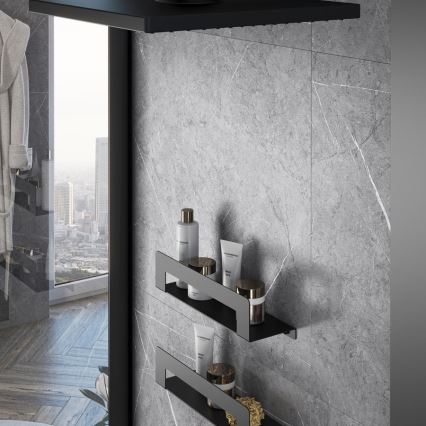 Gedy - Polica z držalom za brisače CLEO 50 cm mat črna