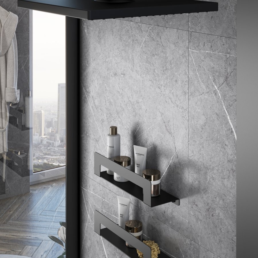 Gedy - Polica z držalom za brisače CLEO 50 cm mat črna