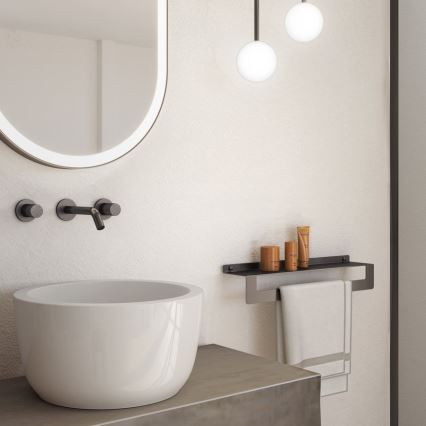 Gedy - Polica z držalom za brisače CLEO 50 cm metalno siva