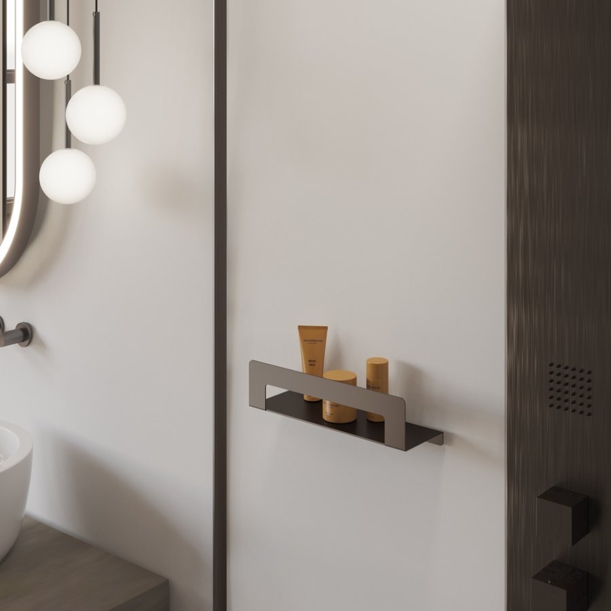 Gedy - Polica z držalom za brisače CLEO 50 cm metalno siva