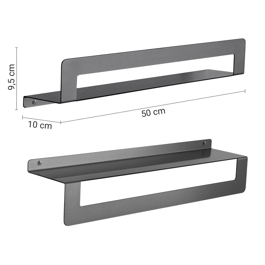 Gedy - Polica z držalom za brisače CLEO 50 cm metalno siva
