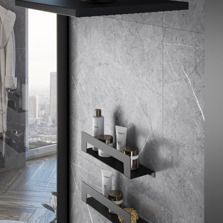 Gedy - Polica z obešalnikom za brisače CLEO 30 cm matna črna