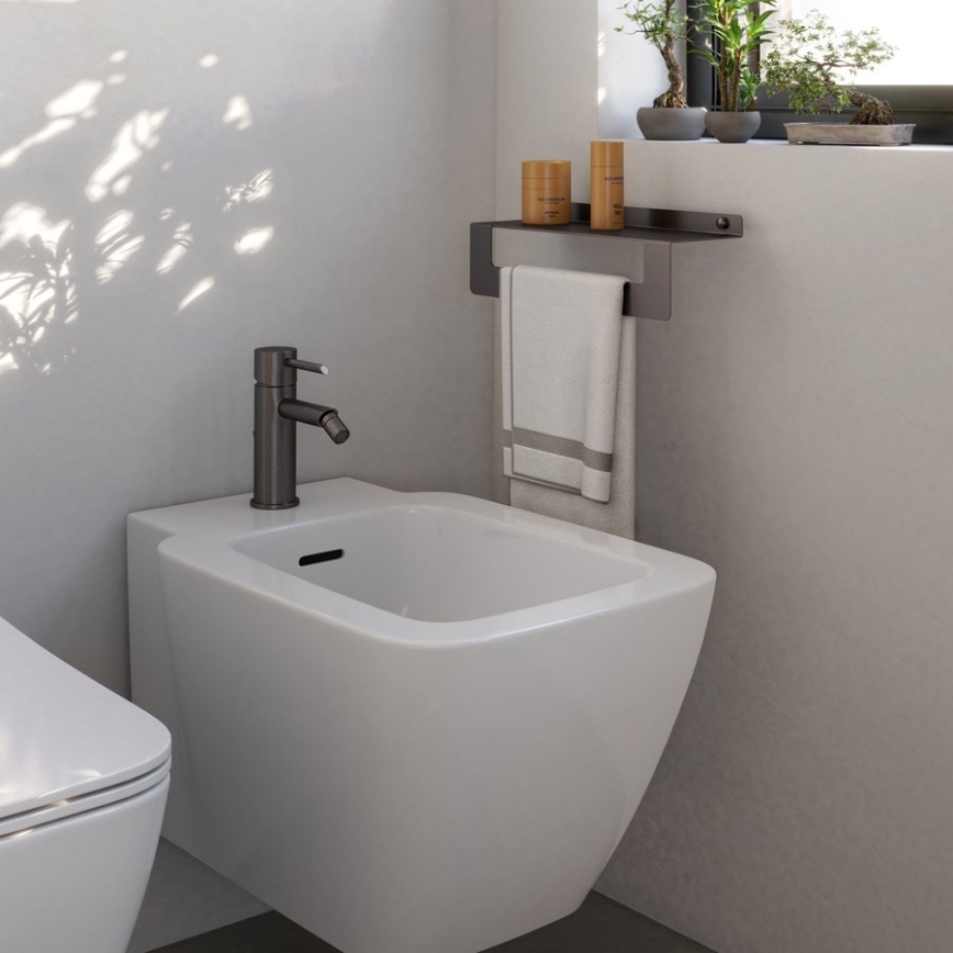 Gedy - Polica z obešalnikom za brisače CLEO 30 cm metalik siva