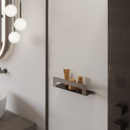 Gedy - Polica z obešalnikom za brisače CLEO 30 cm metalik siva