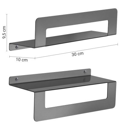 Gedy - Polica z obešalnikom za brisače CLEO 30 cm metalik siva