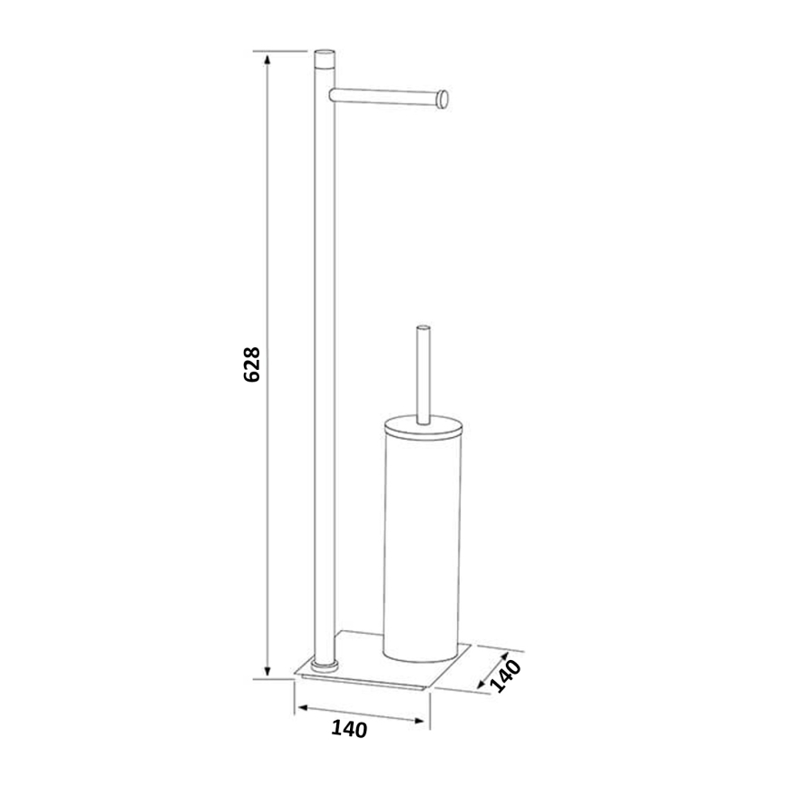 Gedy - Samostoječa WC krtača z držalom za toaletni papir TRILLY mat črna