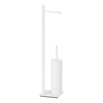 Gedy - Samostoječa WC-ščetka TRILLY z držalom za toaletni papir, matna bela