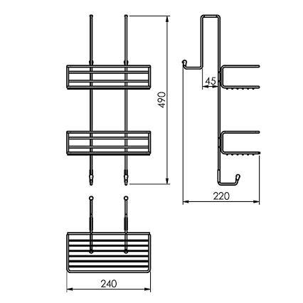 Gedy - Stenska polica za tuš CHROM LINE 49x24 cm mat črna
