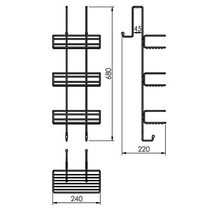 Gedy - Stenska polica za tuš CHROM LINE 68x24 cm sijajni krom