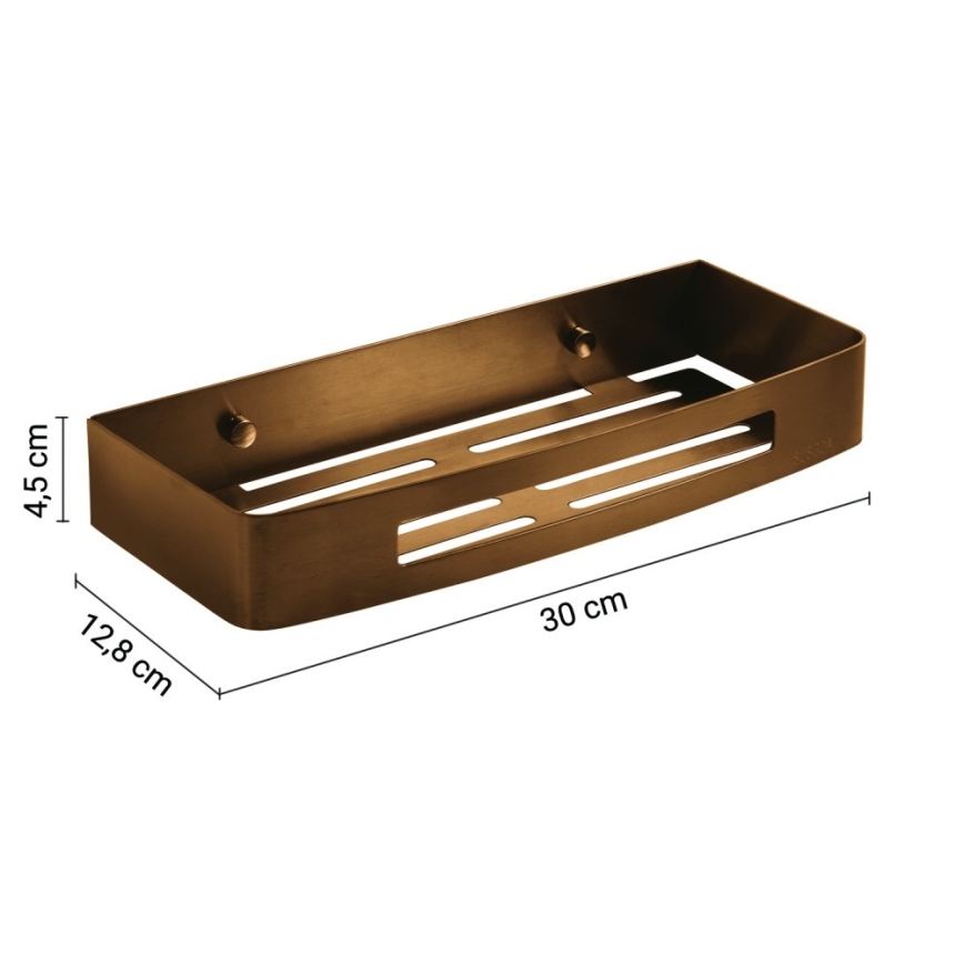 Gedy - Stenska polica za tuš SMART 30x12,8 cm bronasta