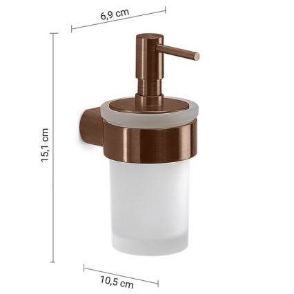 Gedy - Stenski dozirnik mila PIRENEI 140 ml mlečno steklo/bronasta