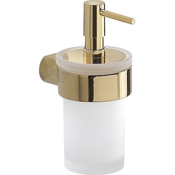 Gedy - Stenski dozirnik za milo PIRENEI 110 ml mlečno steklo/zlato